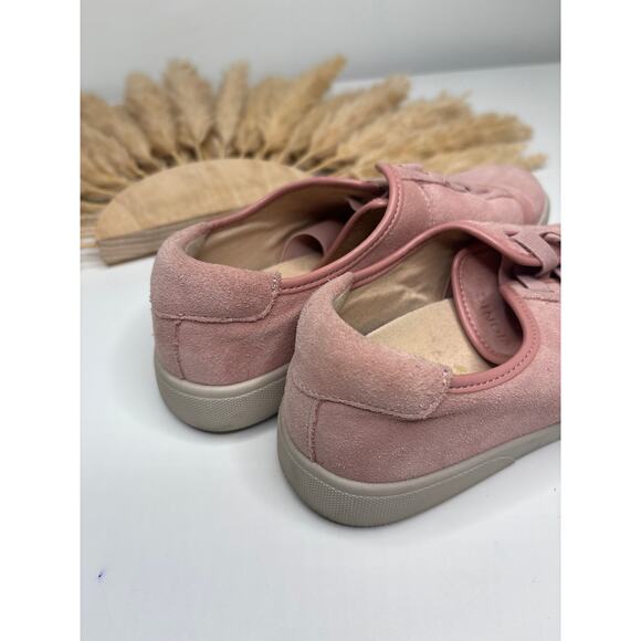 Vionic Jean Pink Suede Sneakers Size 6 Casual Comfort Shoes Elastic Lace Slip On - Picture 5 of 7